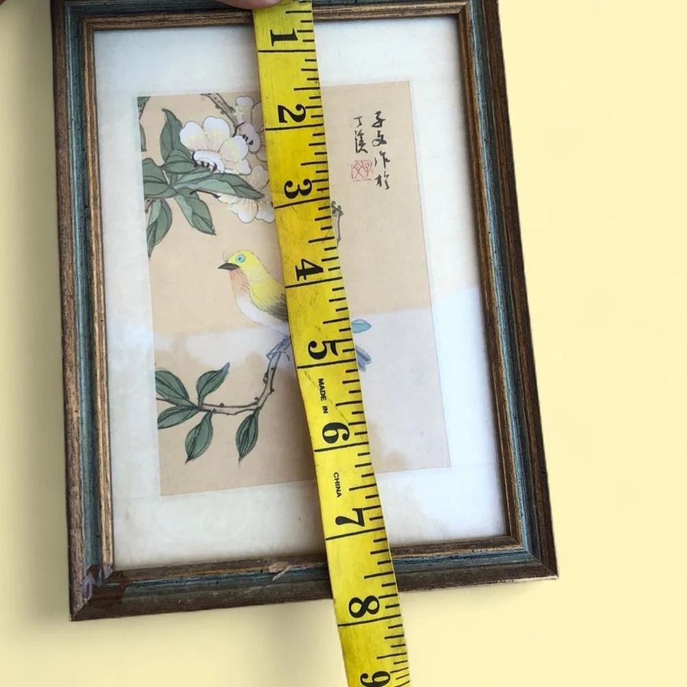 VTG Chinese Silk Watercolor Painting Asian Antique Bird Flowers Art Frame Signed